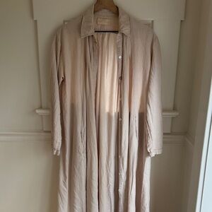 Myrah Penaloza linen cotton Long duster Cream Coat dress
